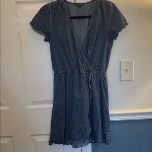 J. Crew Mercantile  Denim Blue faux Wrap Mini Dress 100%cotton